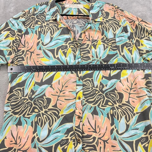 Jen's Pirate Booty Aloha Kula Button Up Shirt Women M/L Multicolor Floral Resort - Picture 12 of 14